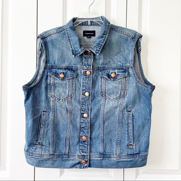 J. Crew classic blue denim sleeveless distressed jean jacket vest